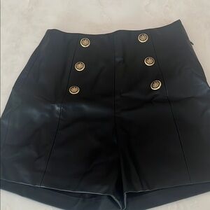 Zara Black High-Waisted Shorts with Gold Buttons Size Small